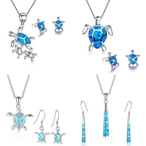 New Fashion Women Jewelry Set 2021 Wedding Statement Jewelry Accessories Gift Elegant Imitation Opal Necklace With Earrings