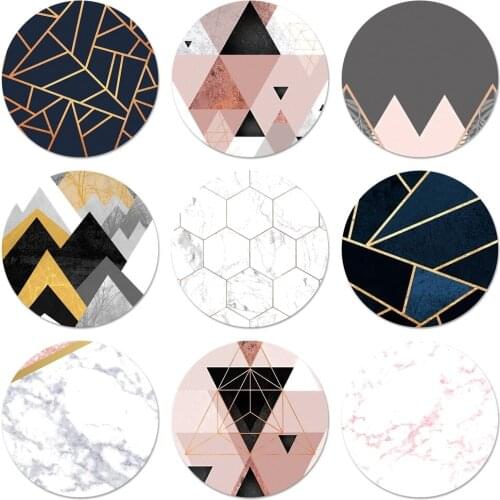 58mm Pink Gold marble Line Icons Pins Badge Decoration Brooches Metal Badges For Backpack Decoration