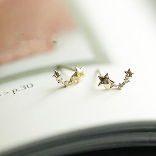 9K Solid Gold Meteor crystal Shooting Star Earring Jewelry Minimal Dainty Bride bridesmaid