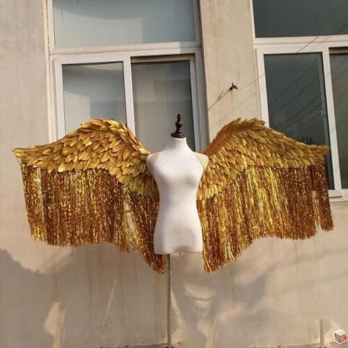 Gold wings Model catwalk stage show costume Large Luxury silver Angel feather wings Fashion show photo shooting props