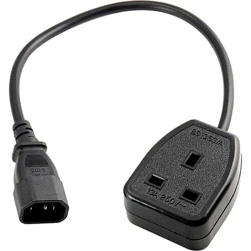 0.3m UK Power Adaptor Cord , IEC C14 Male Plug to UK 3Pin Female Socket Power Adapter Cable For PDU UPS,13A,1 pcs