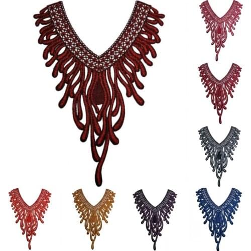 1PC 8 Colors Phoenix Embroidered Floral Lace Neckline Collar Scrapbooking Trim Clothes Sewing Applique Embroidery edge