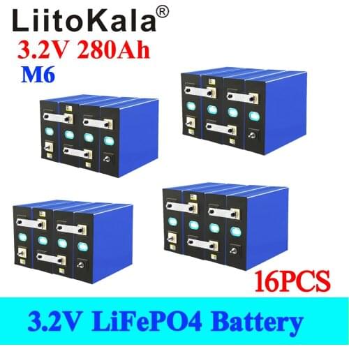 16pcs LiitoKala 3.2V 280Ah lifepo4 battery 12V 48V 280AH Rechargeable battery pack for Electric car RV Solar Energy storage