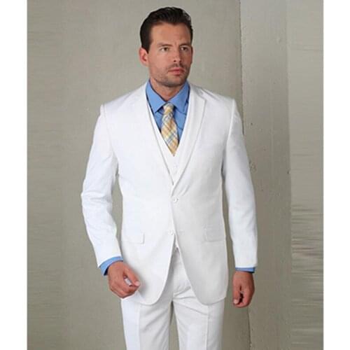 2019 terno slim fit white mens suits wedding tuxedo high quality custom men suit coat wool bleed tuxedos white three piece suits