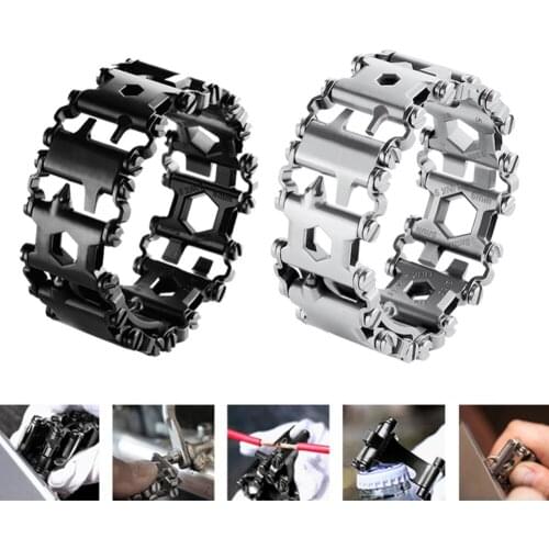29 in 1 Wearable Tread Multifunctional EDC Outdoor Spliced Bracelet Stainless Emergency Survival Bracelet Hand Tools Set