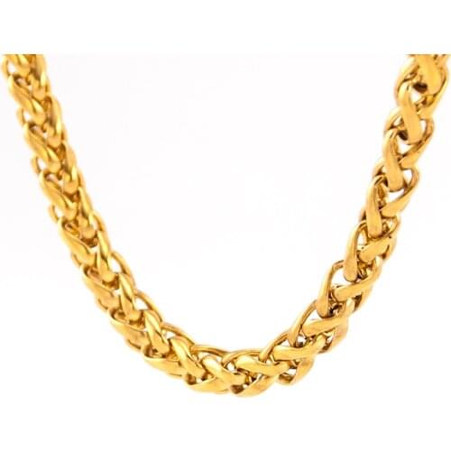 5mm/6mm Silver Color/Gold Color 100% Stainless Steel Wheat Braided Chain Necklace Men Necklace