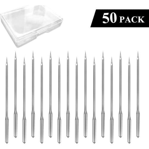 50 Pieces/Set Silver Sewing Machine Needles Assorted Home Sewing Machine Needles 11/75 12/80 14/90 16/100 18/110