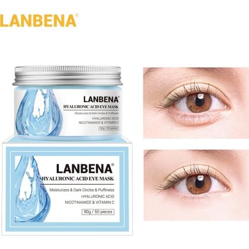 LANBENA 50PCS Hyaluronic Acid Eye Mask Eye Patch Eye Care Reduces Dark Circles Bags Eye Lines Wrinkle Lifting Firming Skin Care