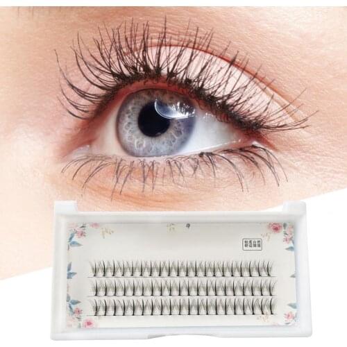 60Pcs 8/9/10/11/12mm Eyelash Extensions Curved Natural Fiber Realistic Long Eyelashes for Beauty