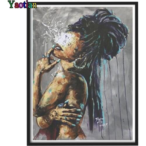 Yaotian Diamond Painting Cross Stitch Abstract African Woman Full Square Round Diy 5d Diamond Embroidery Rhinestone Icons