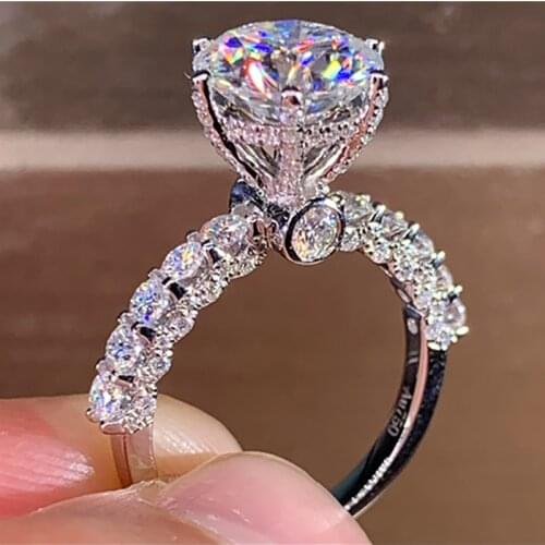 14K Au585 White Gold Women Ring Moissanite Diamonds 1 2 3 4 5 Carat Round Luxury Wedding Party Engagement Anniversary Ring
