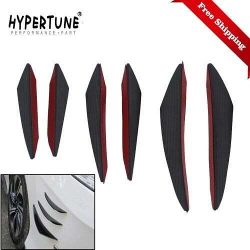 FREE SHIPPING 6pcs/set Universal Fit Front Bumper Lip Diffuser Splitter Fins Body Spoiler Canards Valence Chin Car Tuning Canard