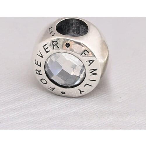 S925 Bead Family Forever With Cubic Zirconia Charms fit Lady Bracelet DIY Jewelry