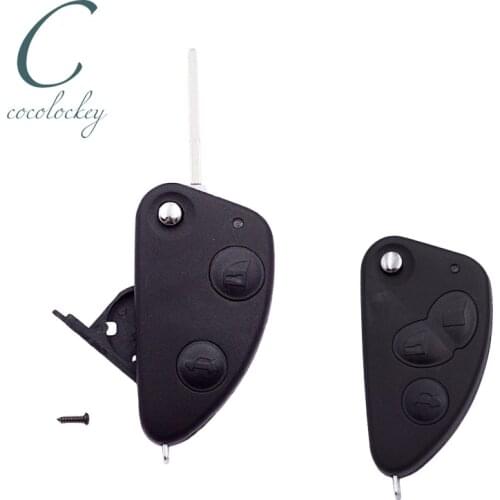 Cocolockey 2 Button Flip Key Case for Alfa Romeo 147 156 166 Remote Fob Car Key Shell Replacement Folding Cover
