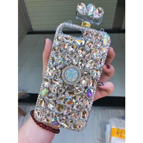 Diamond Crystal Gem Perfume Bottle Ring Holders Stands Handbag Case Cover For SamsungS6 S7 S8 S9 S10 PLUS S10 Lite Note5 8 9Case