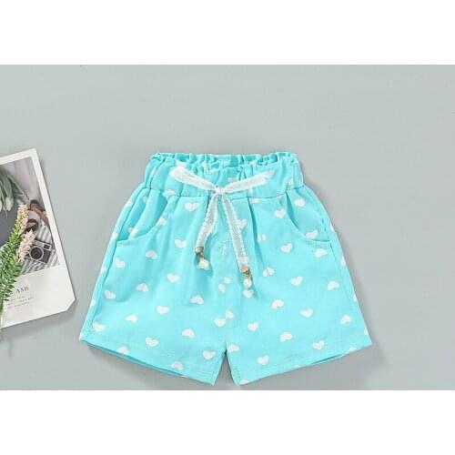 2021 Kids Girls Summer Shorts Elastic Waist Shorts with Pearl Lace Baby Fashion Sweet Short Pants Toddler Girls Clothing