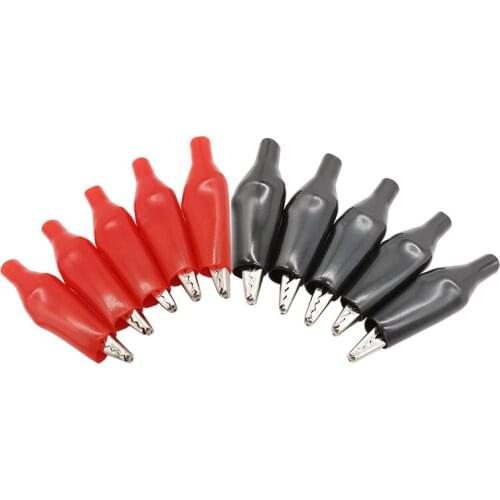 5Pair G98 Metal Alligator Clip 27mm/35mm/44mm Crocodile Clamp Insulation Boot Car Electrical Test Alligator Clip Probe Black/Red
