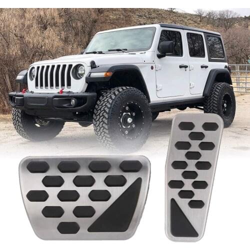 Gas And Brake Pedal Cover Auto Stainless Steel Foot Pedal Pad Kit For 2018-2019 Jeep Wrangler Jl Models, 2 Pcs