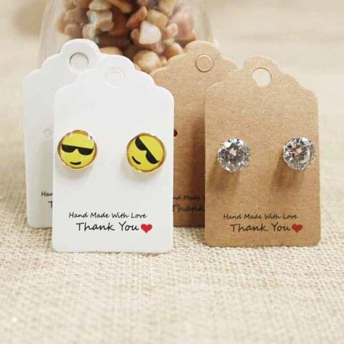 500pcs per lot 3*5cm kraft paper DIY handmade cardboard stud earring card tag white scallop paper earring packing hang tag card