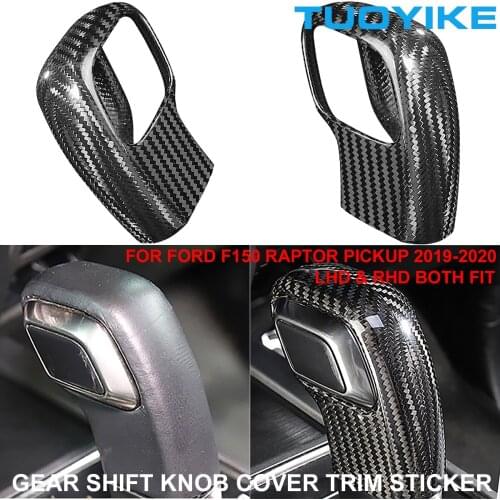 LHD RHD Styling Real Carbon Fiber Central Console Gear Shift Knob Cover Panel Trim Sticker For FORD F150 Raptor Pickup 2019-2020