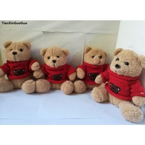 About 25cm lovely Teddy bear plush toy dressed red sweater bears soft dolls one lot/4 pieces,birthday gift b2831