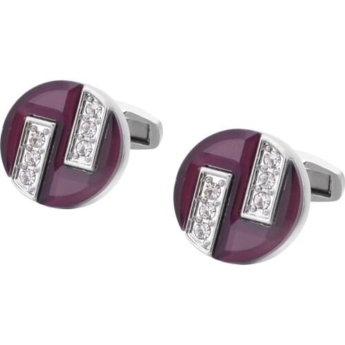 Fashion Personality Round White Crystal French Cufflinks Classic Mens Business Meeting Wedding Celebration Shirt Cuff Links