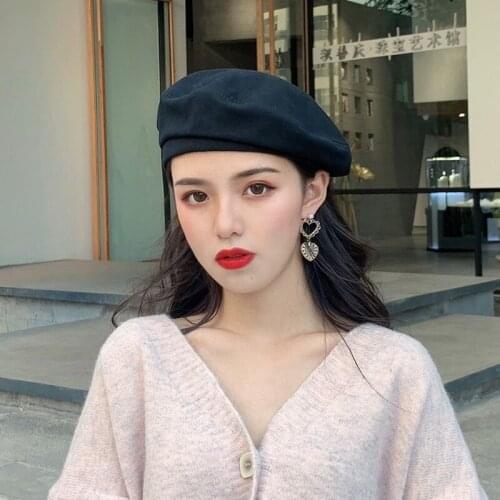 Solid Color Women Girl Beret Cotton Winter Warm Beanie Hat Retro Octagonal Cap Men Female Casual Elegant Newsboy Hat Flat Cap