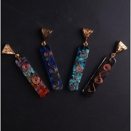 Orgonite Natural Gravel Gem Stone Necklace Pendant Charm Women Men Necklace Quartz Natural Dowsing Pendulum Amulet Radiesthesia