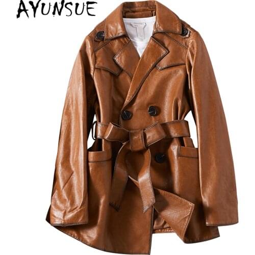 AYUNSUE Real Sheepskin Coat Autumn Winter Streetwear Genuine Leather Coat Female Korean Clothes Women Chaqueta De Cuero De Mujer