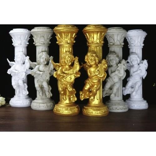 Angel Roman Column Candlestick Resin Ornaments A Pair Desktop Decorative Crafts Pillar Two-piece Sculpture Furnishings Figurines