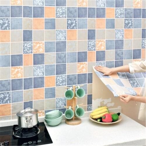 Lattice Retro Pattern Selfadhesive Wall Stickers PVC Waterproof Oil Proof Bathroom Kitchen Tile Wallpaper DIY Home Art Decor