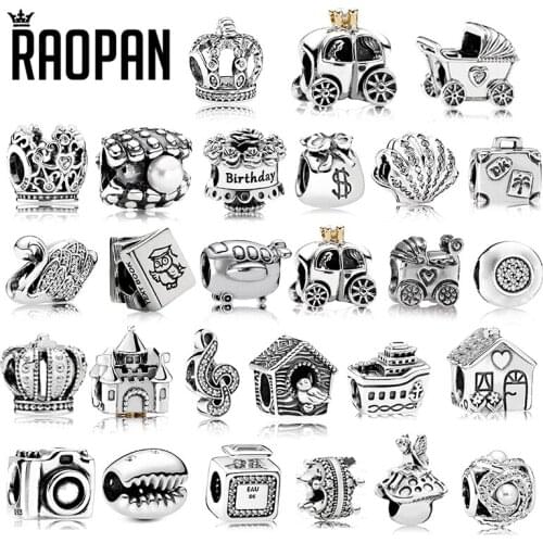 RAOPAN Silver 925 Charm Love Castle Pumpkin Cart Pearl Shell Beads Fit Original Charm Bracelet Silver Jewelry