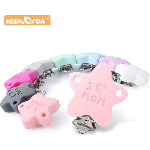 20pcs Star Shape Silicone Pacifier Clips Baby Teething Necklace Clips Silicone Dummy Pacifier Chain Accessories BPA-Free Toys