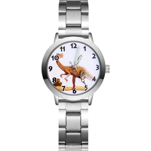 Cute Cartoon dinosaur style Childrens Watches Kids Student Girls boys Quartz Metal steel Wrist Watch JA45-JA51
