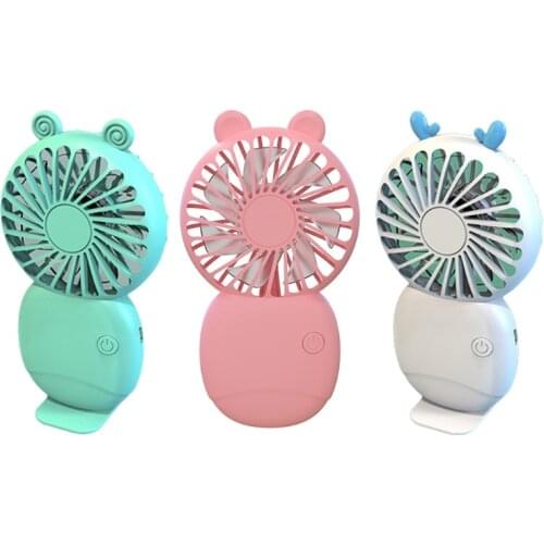 Stylish Personal Handheld Fan with Phone Holder Rack USB Rechargeable 3 Gear Wind Speed for Travel Park Subway Outdoor