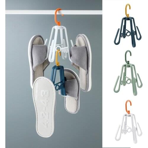Dry Shoe Rack Rotating Organizer Hanger with 4 Hooks Foldable for Drying Shoes E7