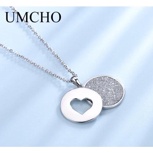 UMCHO 925 Sterling Silver Neklace Heart Romantic Pendants & Necklaces For Girls Anniversary Gift Jewelry With Chain
