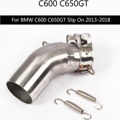 For BMW C600 C650GT 2013-2018 Exhaust Pipe Motorcycle Mid Link Pipe Slip On 51 mm Escape Stainless Steel Middle Elbow Tube