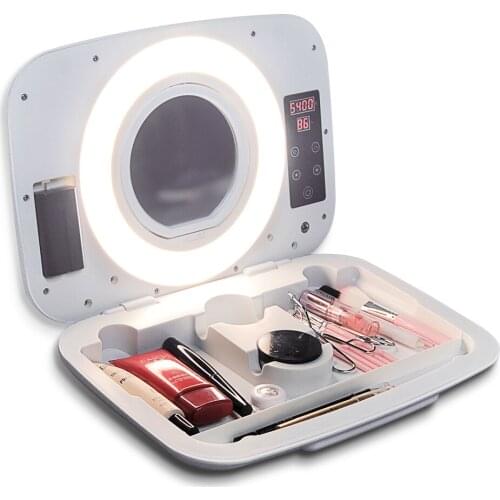 Yidoblo AS-20 makeup box case ring lamp with handbag Dimmable 2800-9900K Warm & Cold ring light touch screen make up travel box