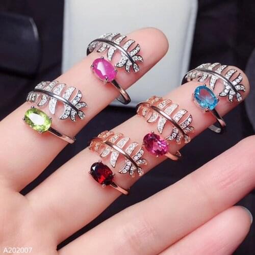 KJJEAXCMY Fine jewelry 925 sterling silver natural tourmaline ring for girls, multi-color and gorgeous, new support for review