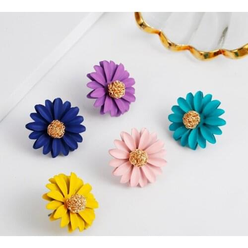 Match-Right Women Statement Cute Flower Trendy Earrings For Women Korean Stud Earrings Pendant Female Jewelry LX070
