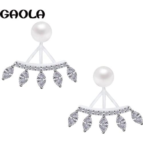 GAOLA New Fashion Imitation Pearl Accessories Silver Color Austria Cubic Zirconia Crystal Stud Earrings GLE4537