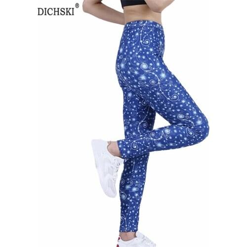 DICHSKI Women Yoga Pants High Waist Sports Gym Leggings Push Up Female Fitness Sexy Slim Workout Blue Shiny Roll Ankle-Length