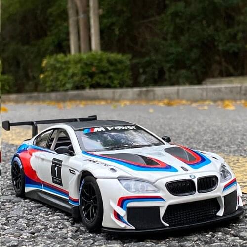1:24 BMW M6 GT3 Free Wheeling High Light Sport Racing Car Model Toy Diecast Metal Alloy Miniature Replica