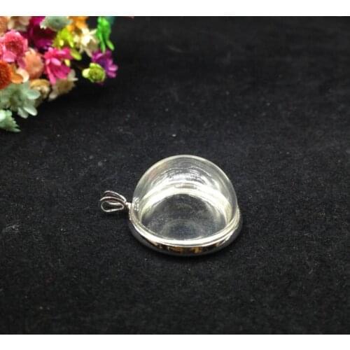 10ets/lot20mm Half Glass dome 20mm silver Base connector Set DIY Glass globe bottle Pendant glass vial Jewelry necklace findings