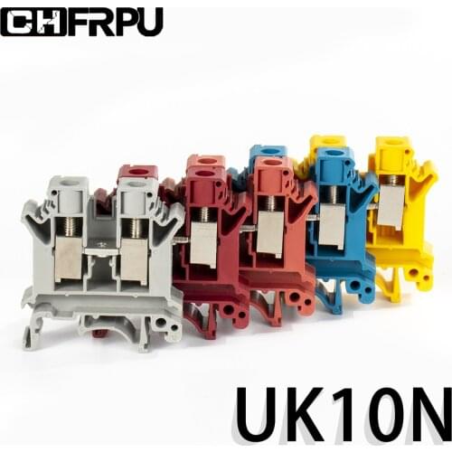 10Pcs Din Rail Terminal Block UK-10N Connductor Universal Class Screw Wire Connector Strips Disassemble assembly