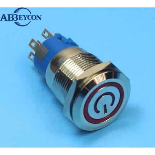 19129 momentary 19mm power character illuninated flat head 1NO1NC/2NO2NC metal button switch logo switch