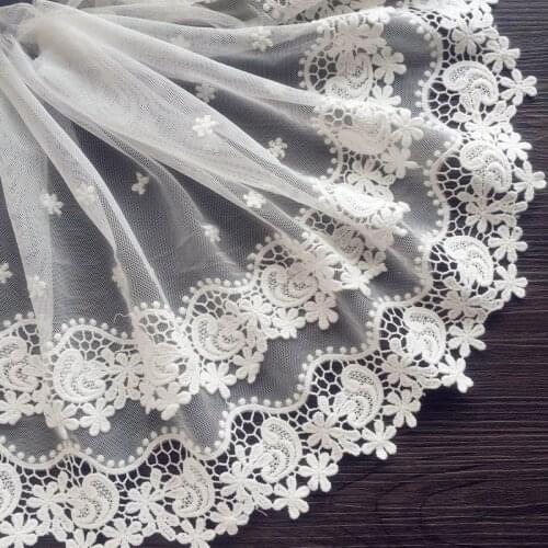 2Yards/lot 26cm wide exquisite thin lace accessories two layers embroidered flowers decorative water-soluble mesh lace AC386