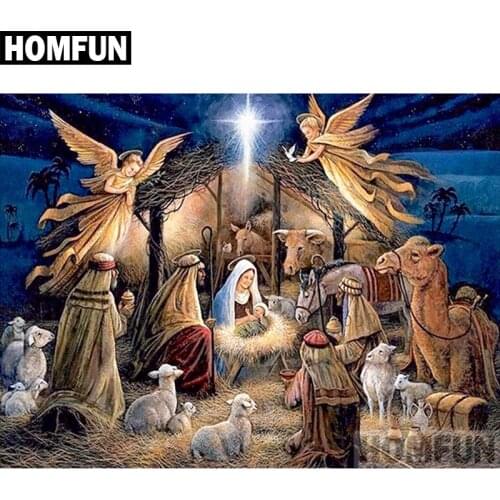 HOMFUN Full Square/Round Drill 5D DIY Diamond Painting "Angel Jesus" Embroidery Cross Stitch 5D Home Decor Gift A02176