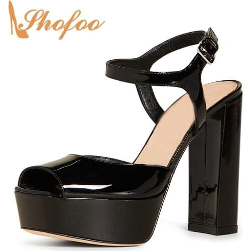 Large Size 12 15 High Chunky Heels Ankle Strap Platform Sandals Woman Peep Toe Buckle For Ladies Summer Footwear Fashion Mature